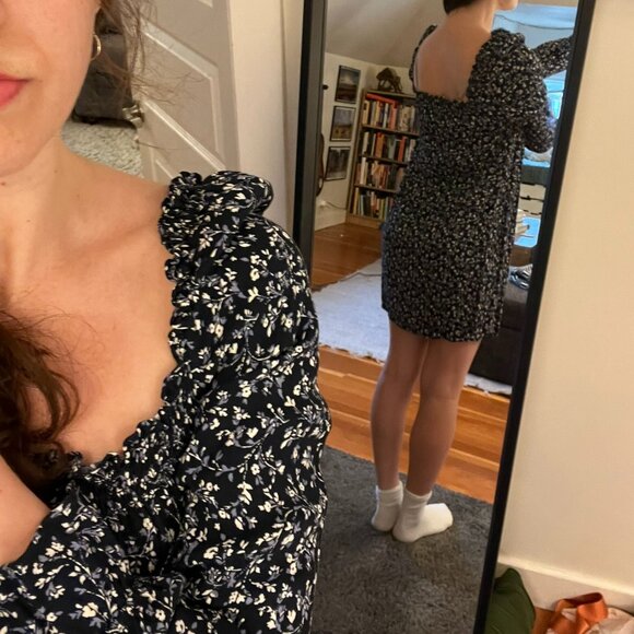 Reformation Hudsen Blue Mini Long Sleeve Floral Dress - Picture 4 of 9